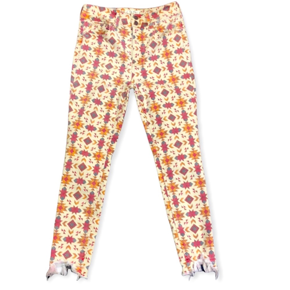 Free People Cream & Rust Patterned High-Rise Jeggings - Picture 4 of 14
